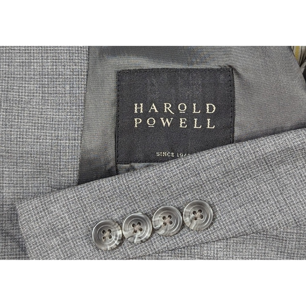 Harold Powell Gray 3 Button Blazer Jacket Sports Coat 46L Crosshatch Summer